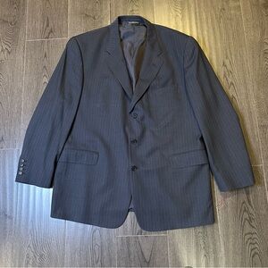 Ermenegildo Zegna Men's US 46R Black Classic Pinstripes Single Breasted Blazer